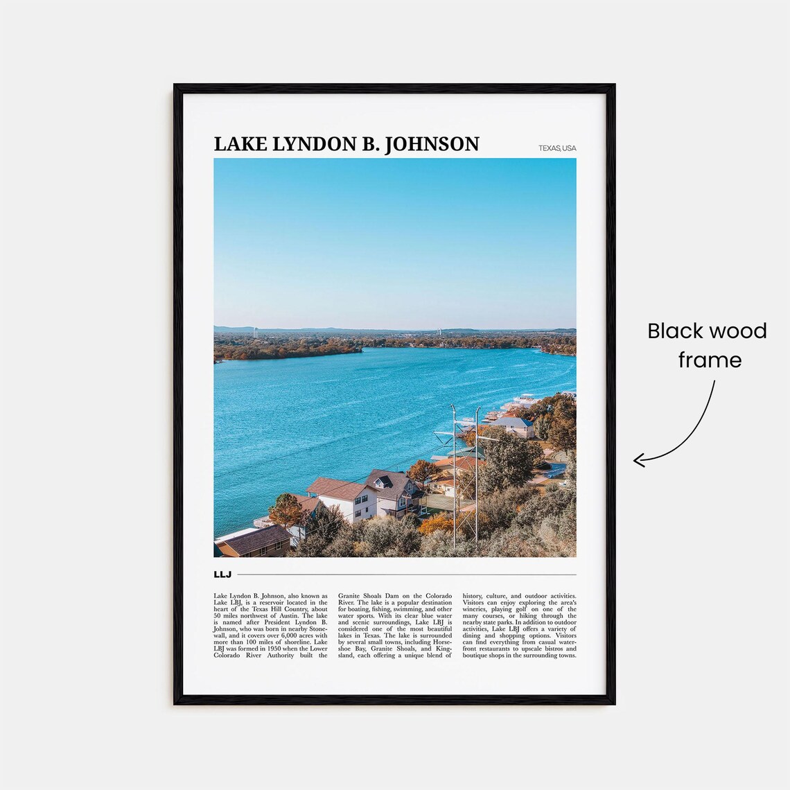 Lake Lyndon B Johnson Texas Hill Country Lake Aerial Travel Poster - Image 2