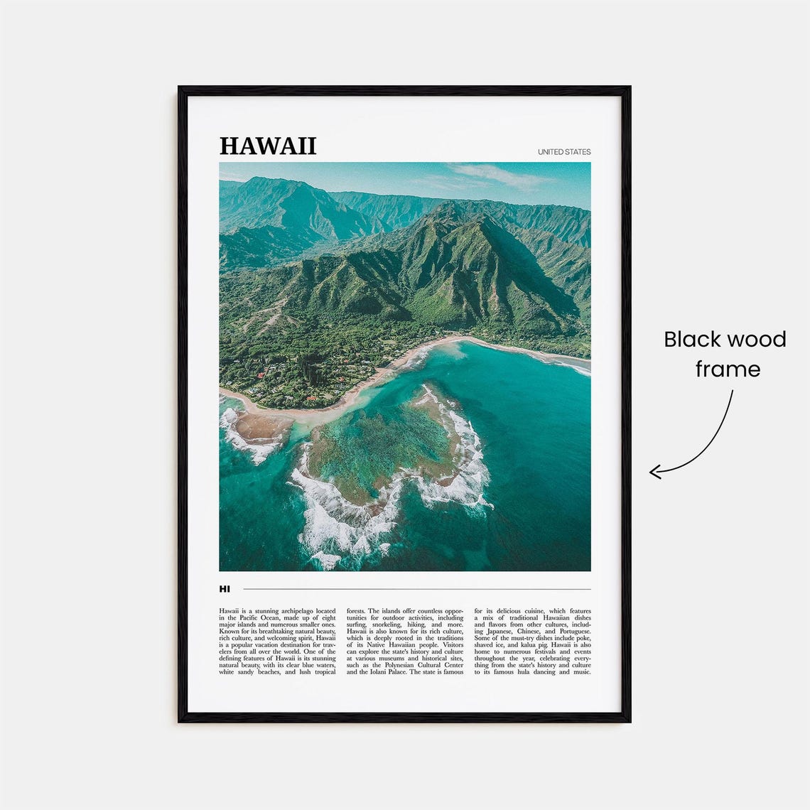 Hawaii Aerial Tropical Coastline Turquoise Waves Cliffs Travel Poster - Image 2