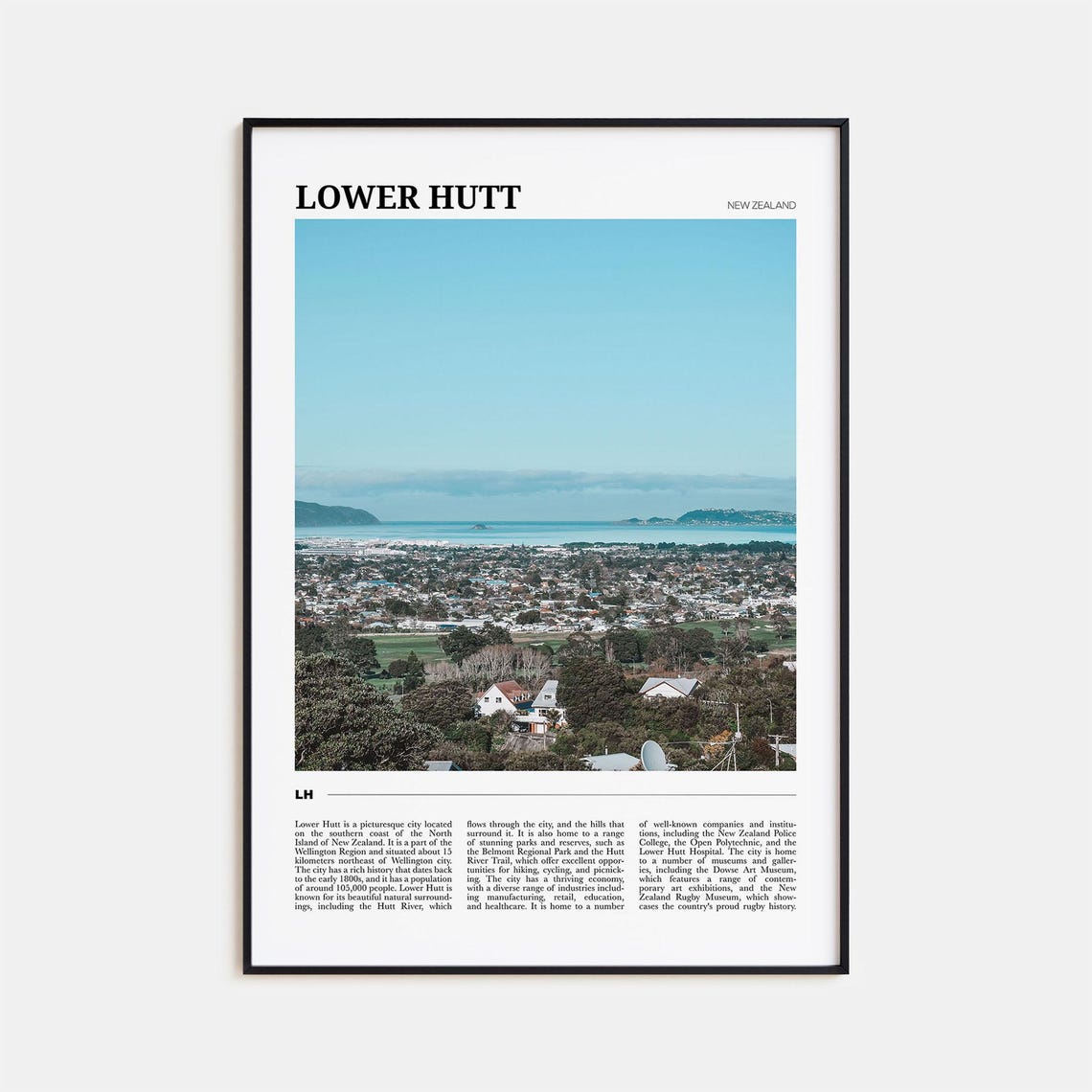 Lower Hutt New Zealand Panoramic City Bay View Landscape Poster
