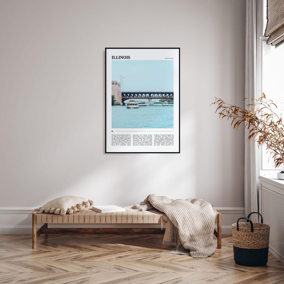Illinois USA Chicago River Bridge Tour Boats Skyline View Poster - Image 4