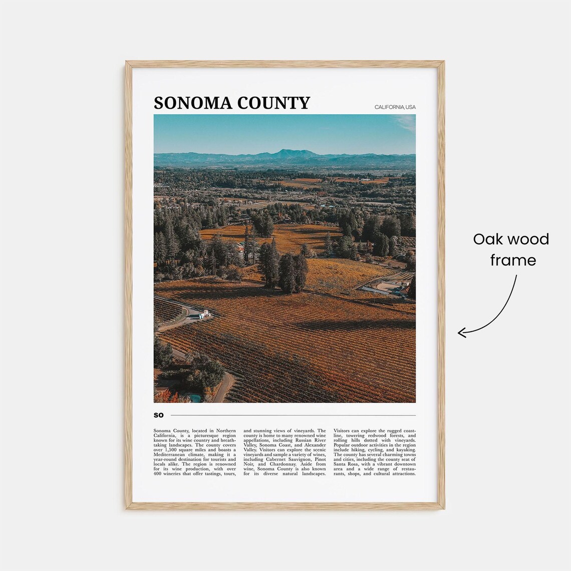 Sonoma County California Wine Country Vineyard Hills Travel Poster - Image 3