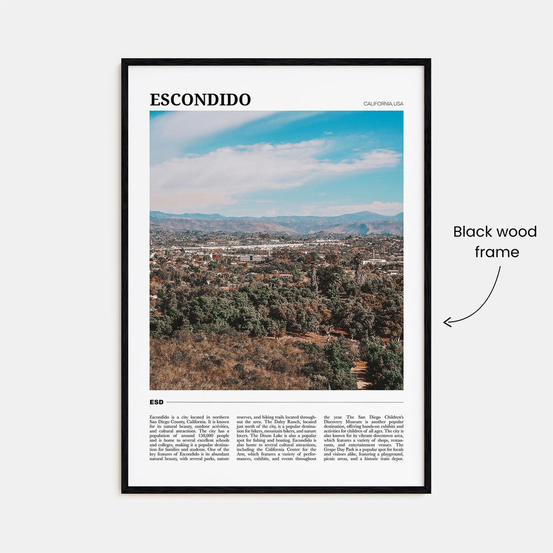Escondido California USA Hillside City Panorama Photo Travel Poster - Image 2