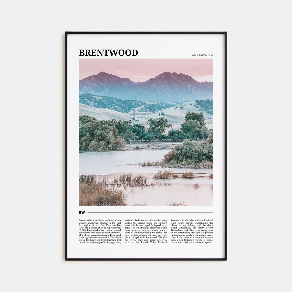 Brentwood California Hills Wetland Landscape Photo Travel Poster