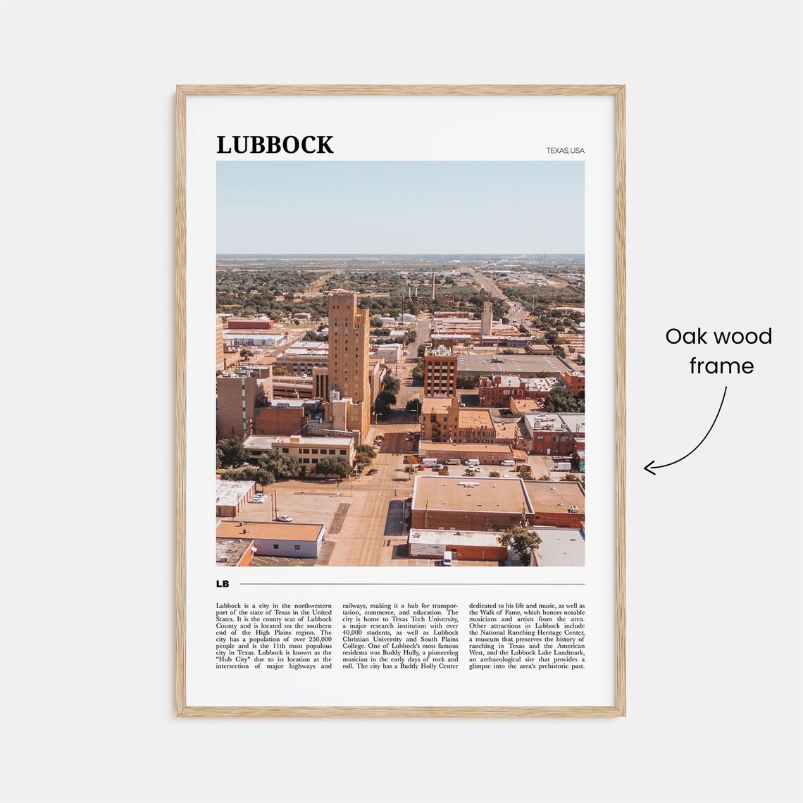 Lubbock Texas Downtown Aerial High Plains City View Travel Poster - Image 3