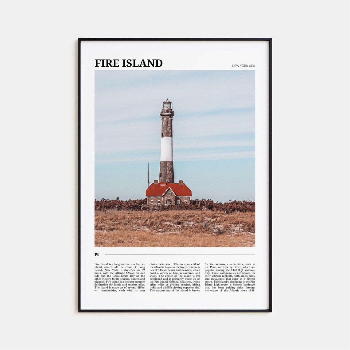 Fire Island Travel Poster, New York USA Art Print