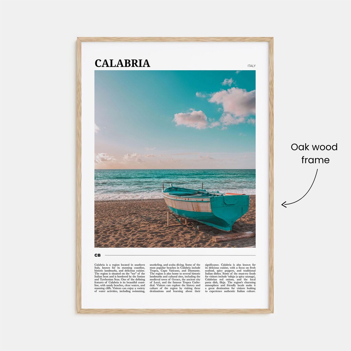 Calabria Italy Turquoise Beach Fishing Boat Coastal Travel Poster - Image 3