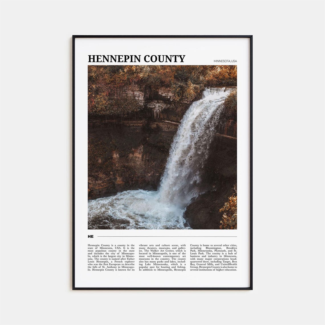 Hennepin County Travel Poster Hennepin County Wall Art Hennepin County Poster Print Hennepin County Photo Hennepin Decor Minnesota Usa