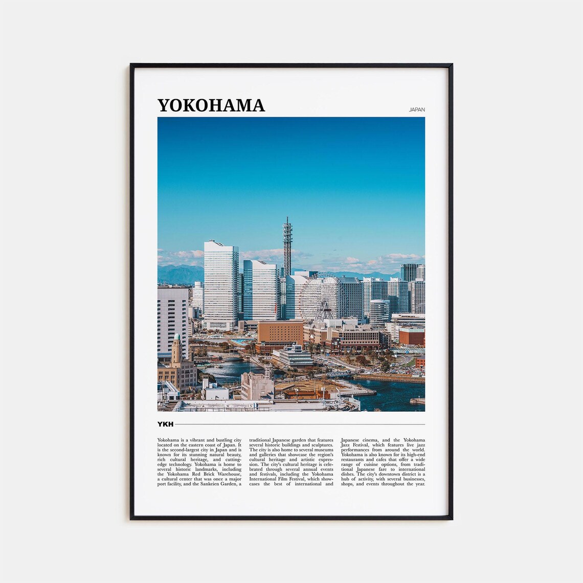 Yokohama Japan Travel Poster Harbor City Skyline Modern Urban View