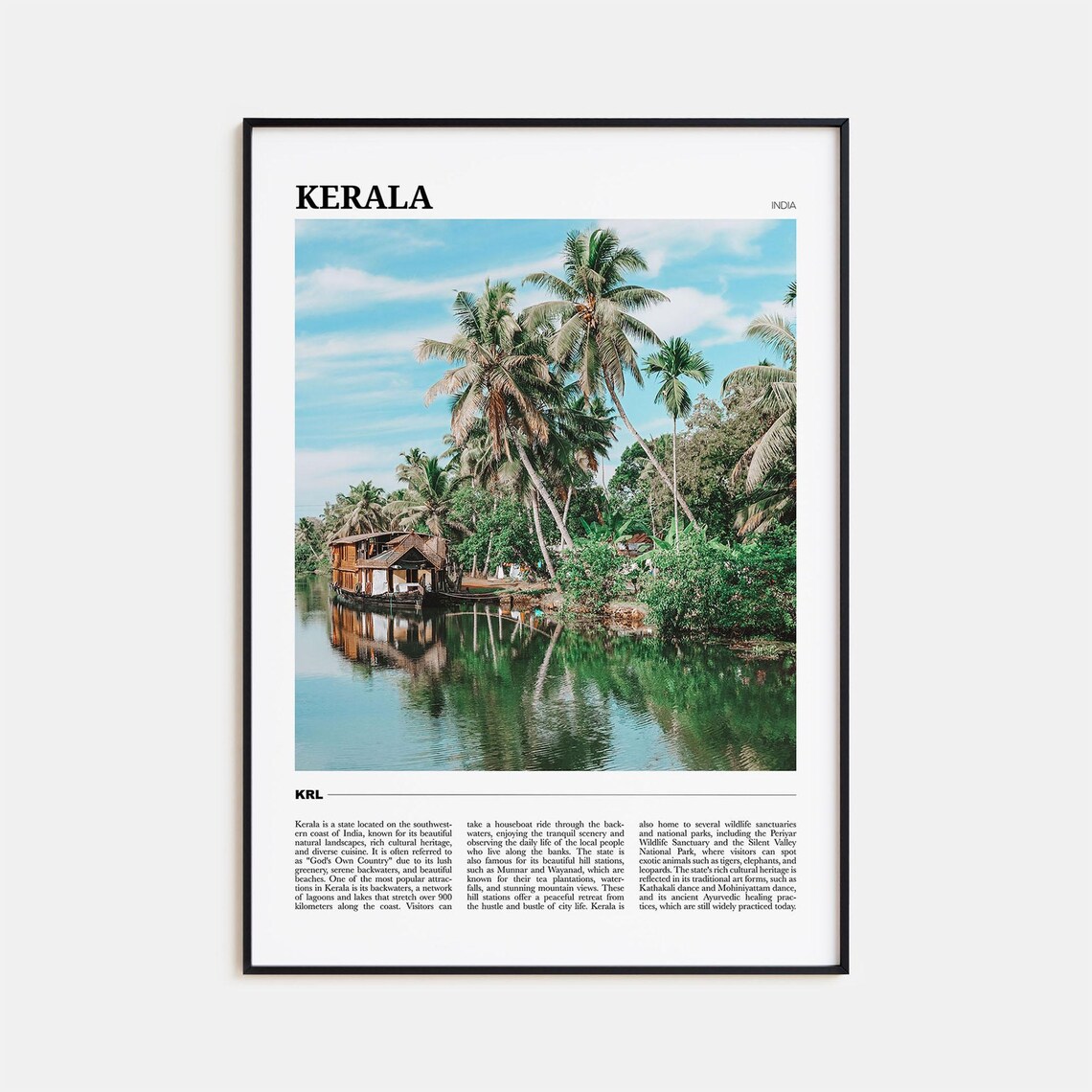 Kerala Travel Poster, India Travel Art Print