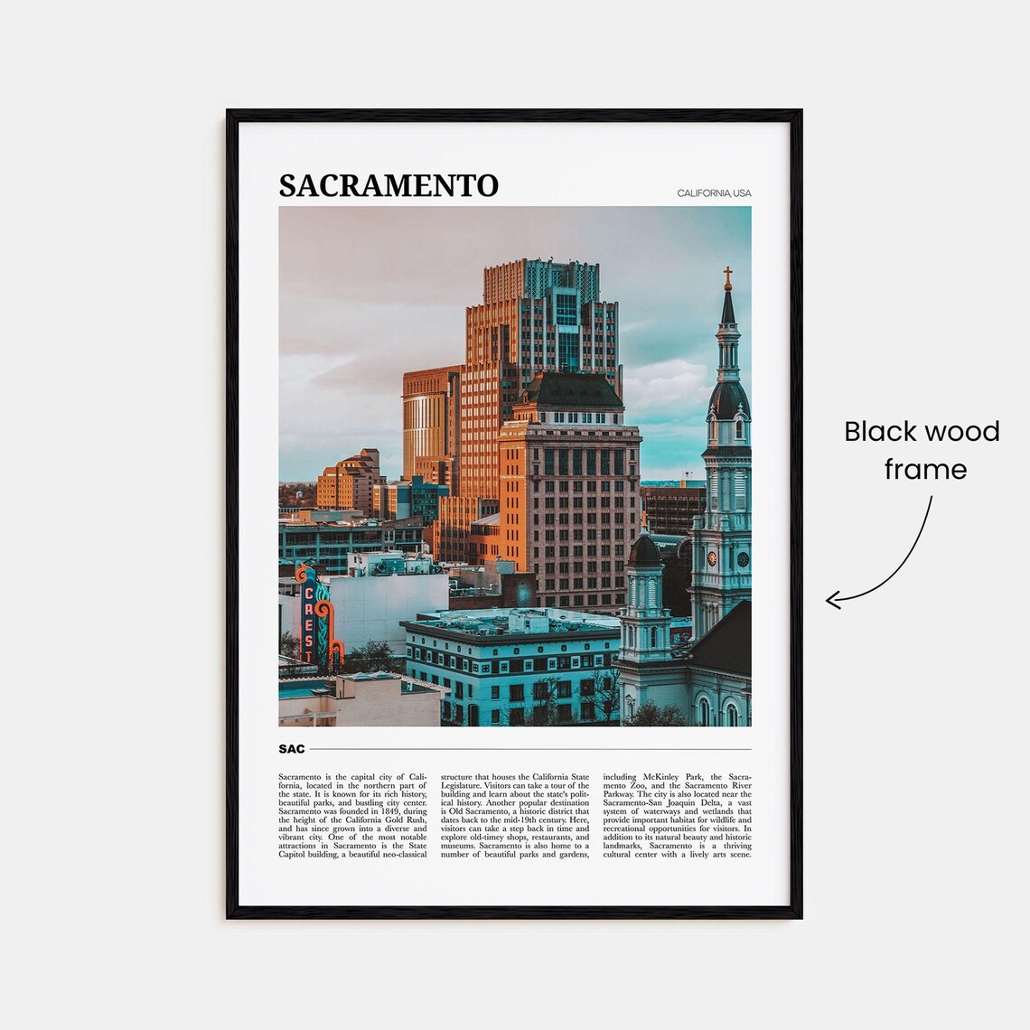 Sacramento Travel Poster, California Wall Art Print - Image 2