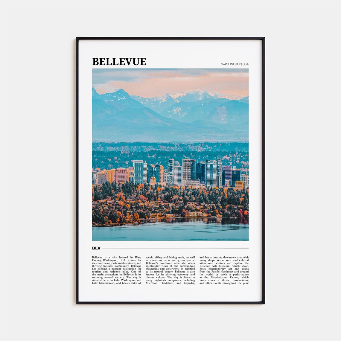 Bellevue Travel Poster, Washington USA Art Print