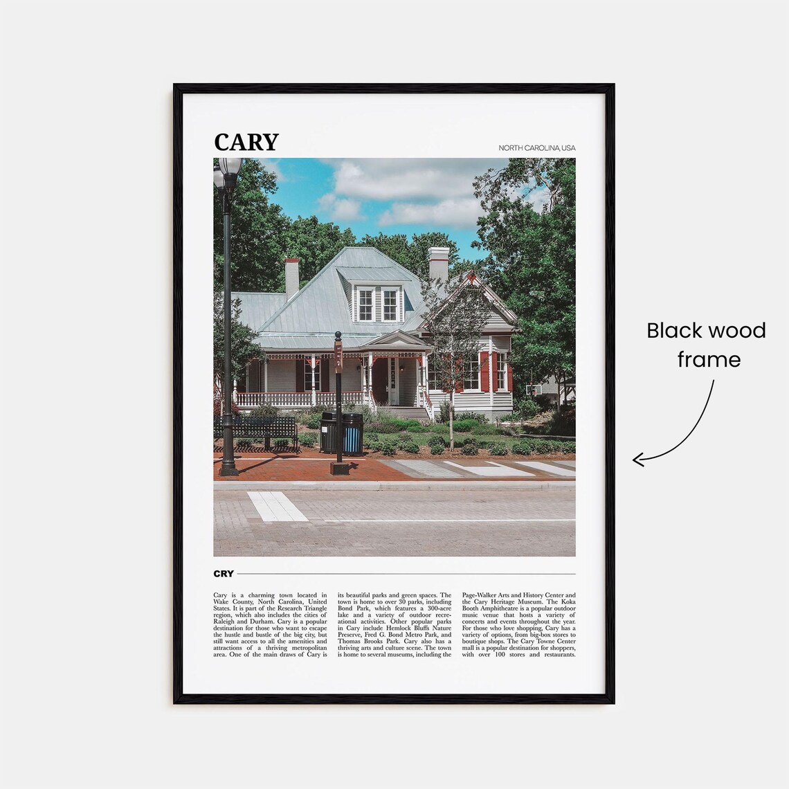 Cary North Carolina Historic House Porch Small Town Travel Poster - Image 2