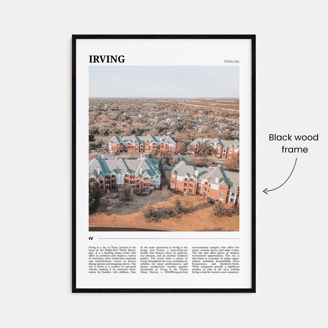 Irving Texas USA Suburban Panoramic Neighborhood Aerial View Poster - Image 2