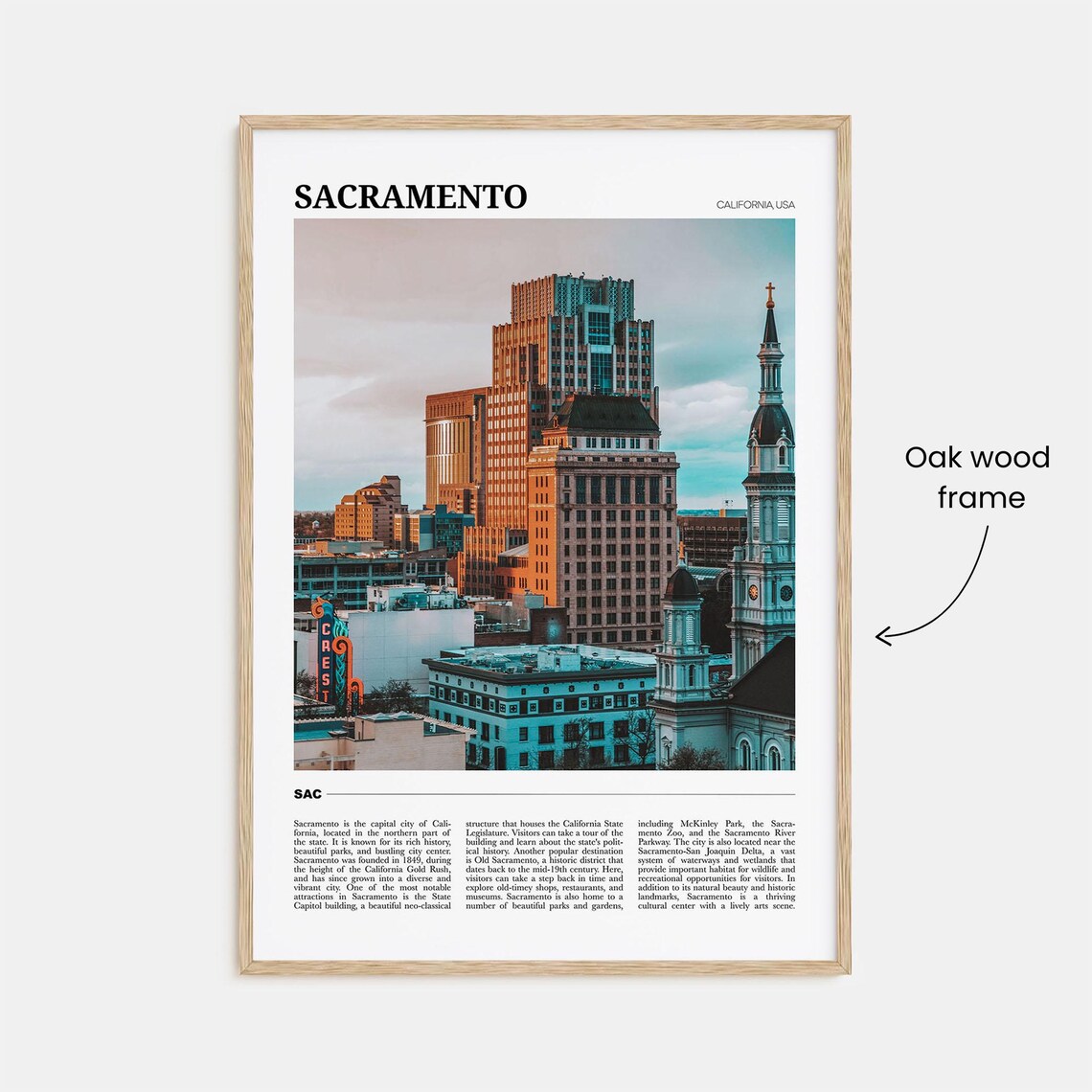 Sacramento Travel Poster, California Wall Art Print - Image 3