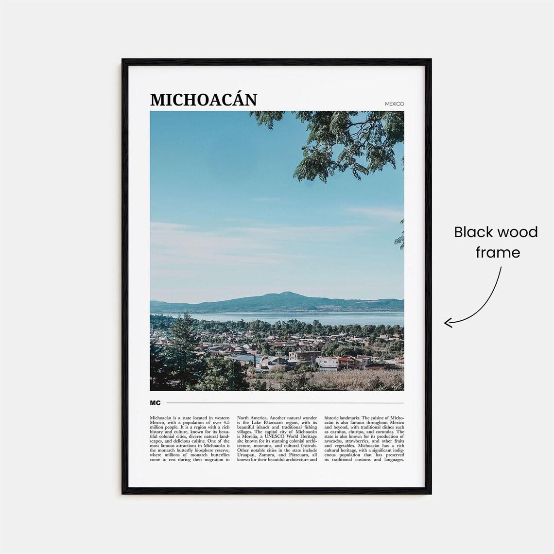 Michoacan Mexico Lakeside Town Panorama Photo Text Travel Poster - Image 2