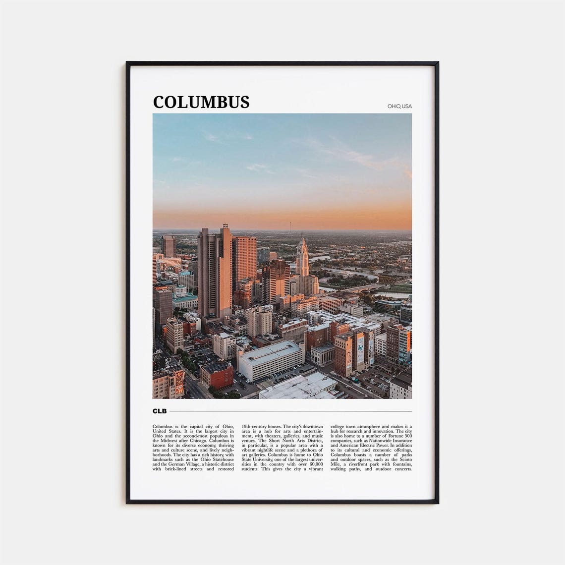 Columbus Ohio USA Downtown Skyline Sunset LeVeque Tower City Poster