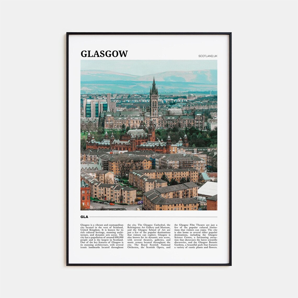 Glasgow Travel Poster, Scotland Travel Poster