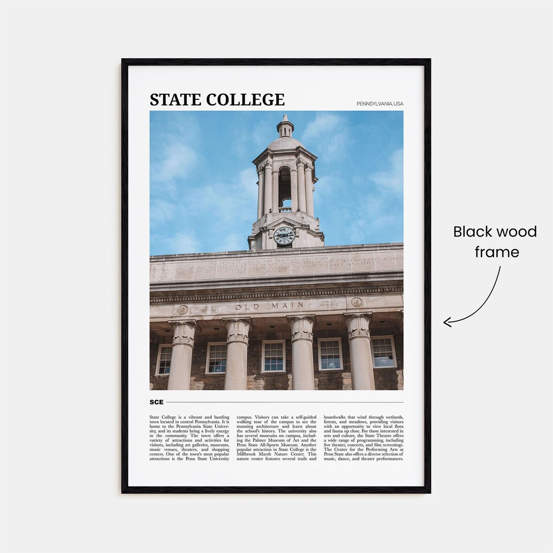 State College Travel Poster, Pennsylvania USA Art Print - Image 2