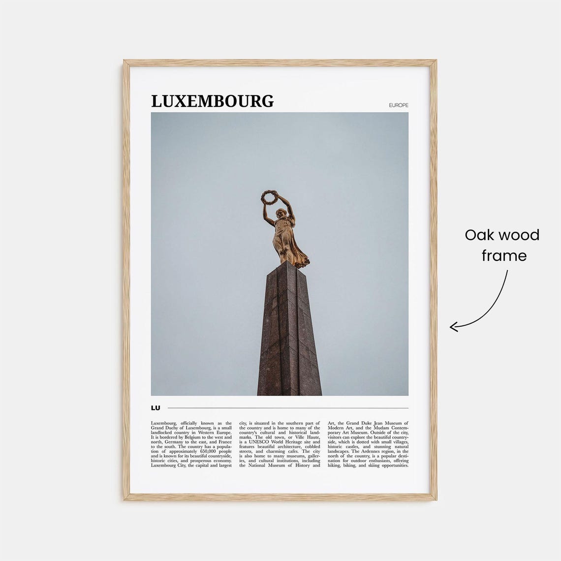 Luxembourg Europe Golden Lady Monument Gelle Fra Landmark Poster - Image 3