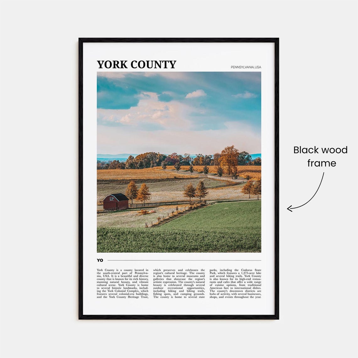 York County Pennsylvania Autumn Farmland and Red Barn Poster - Image 2