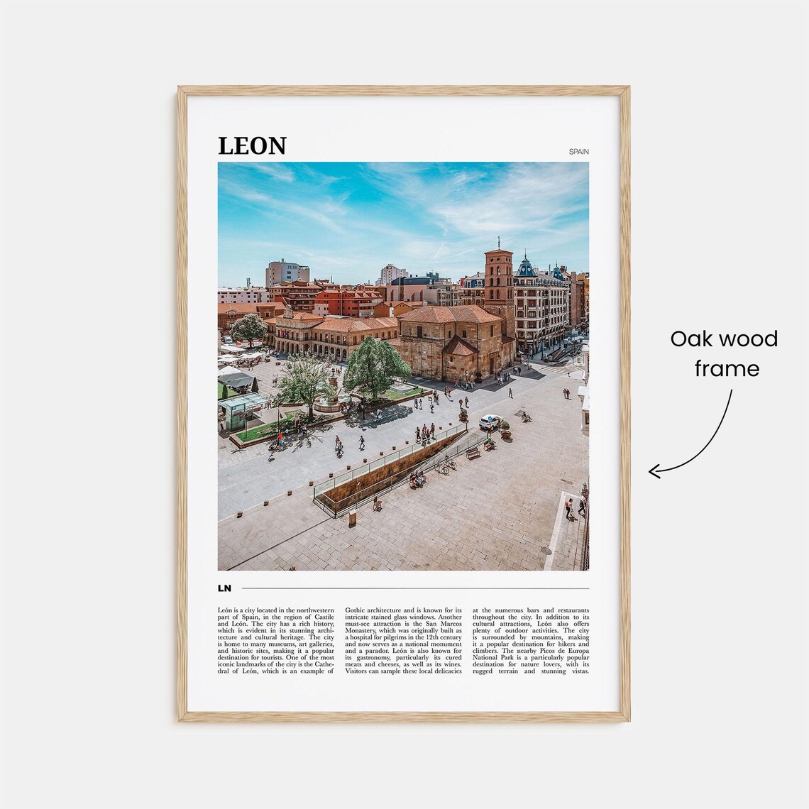 Leon Spain Historic Plaza Old Town Square Travel Photography Poster - Image 3