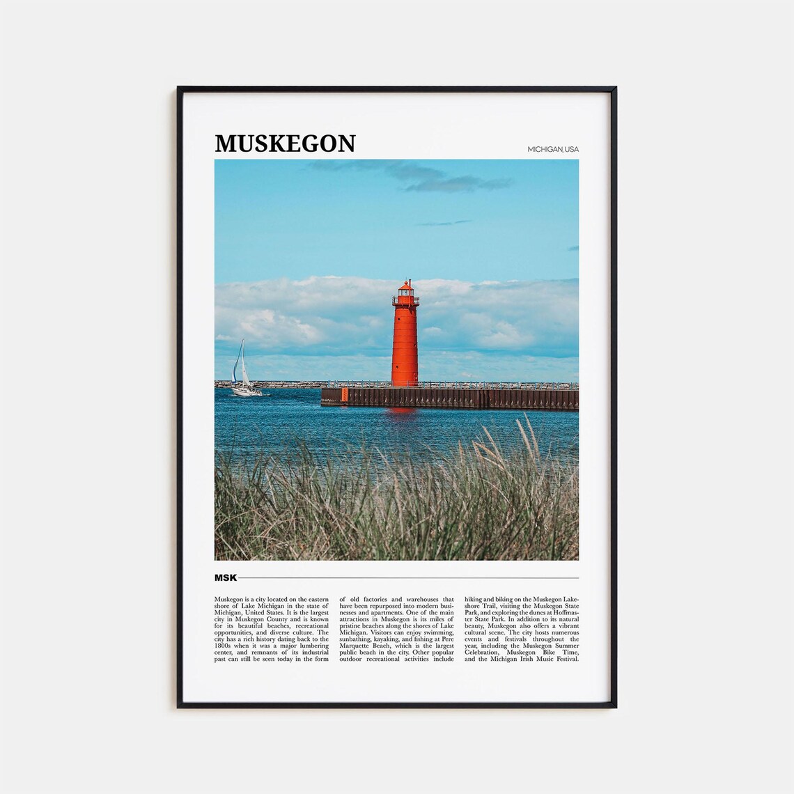 Muskegon Travel Poster, Michigan Wall Art