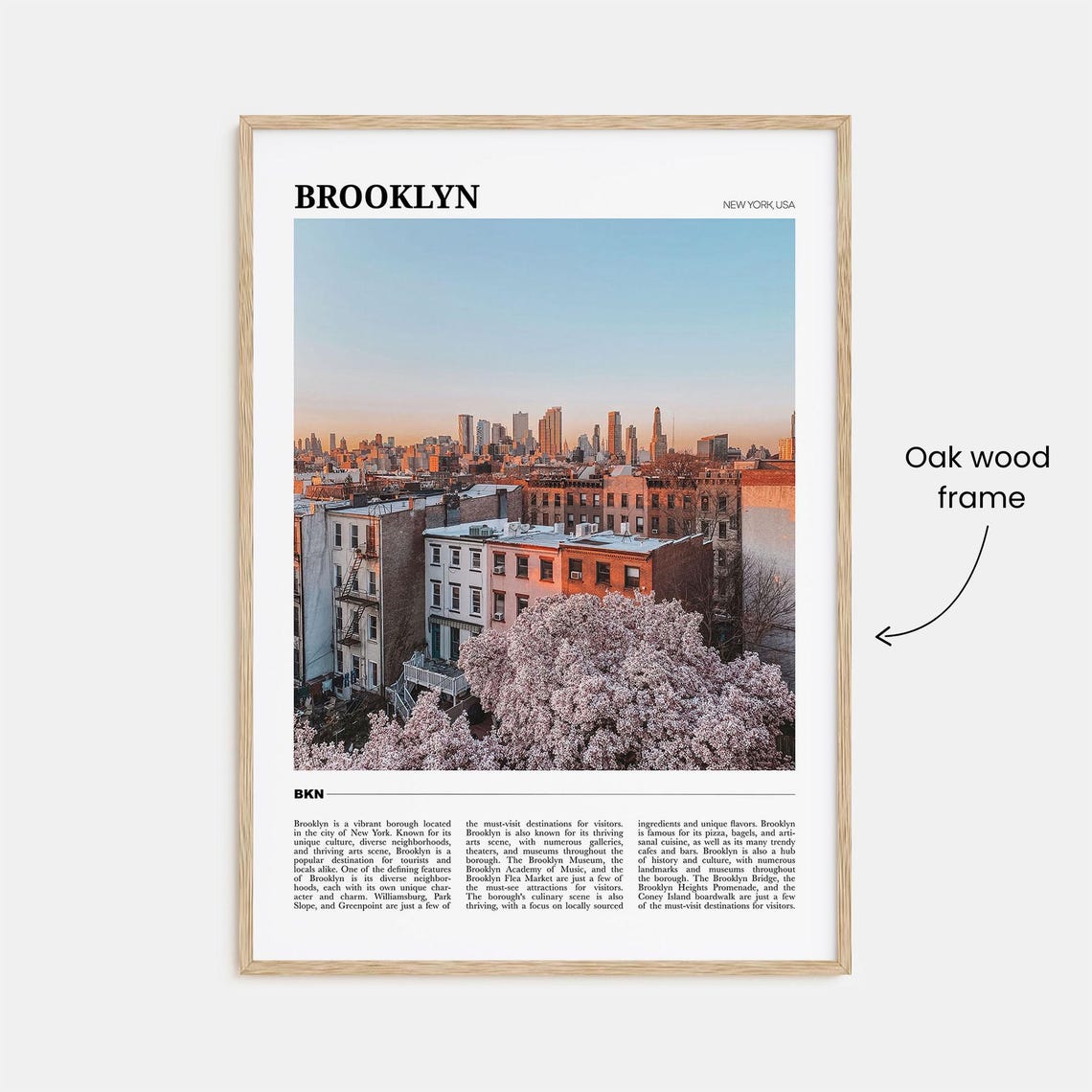 Brooklyn New York Spring Blossoms Brownstones Skyline Travel Poster - Image 3