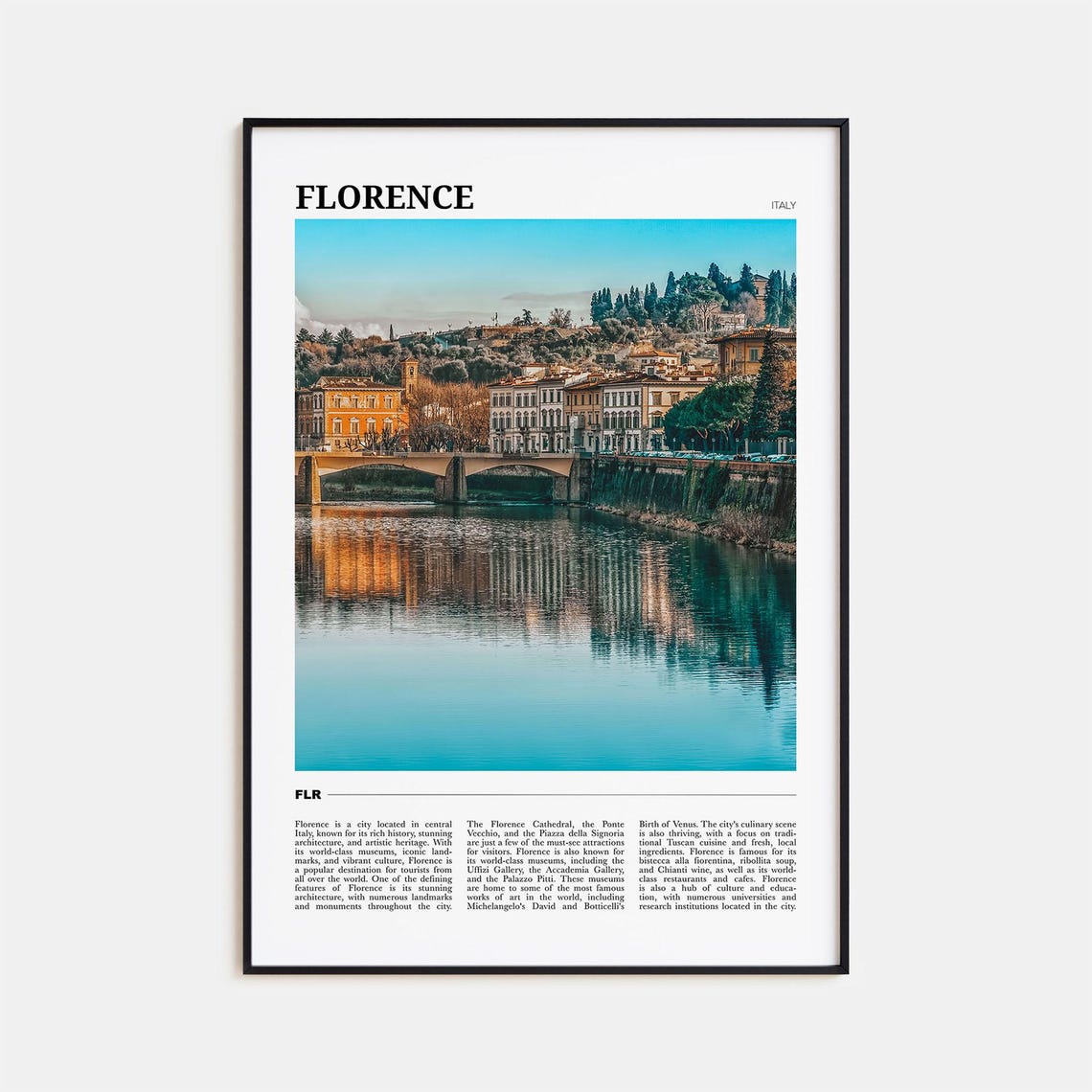 Florence Italy Arno River Bridge Historic Cityscape Travel Poster
