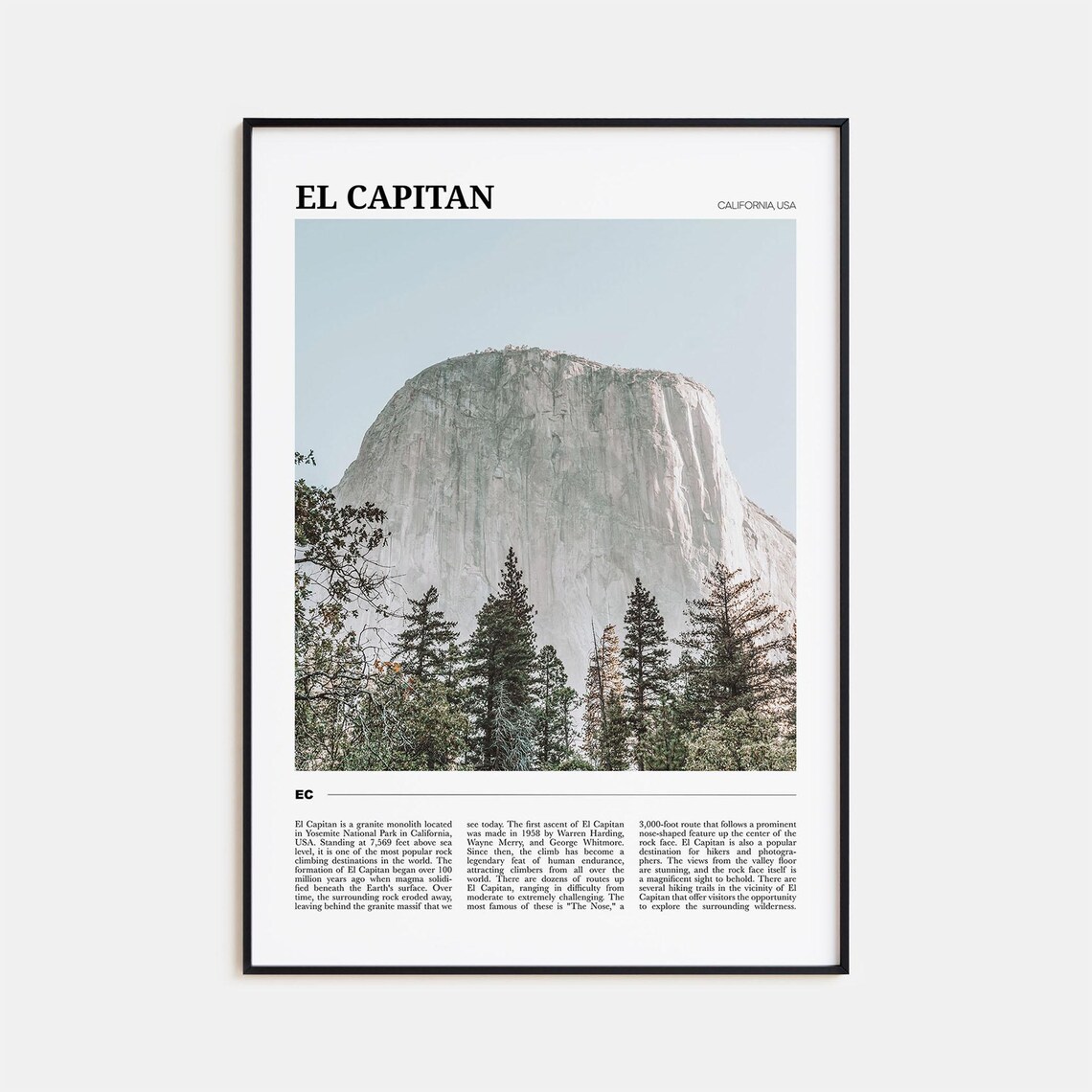 El Capitan Travel Poster, California USA Art Print