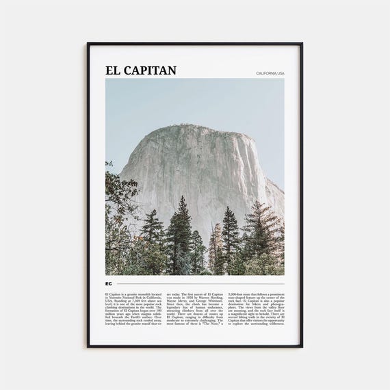 El Capitan Travel Poster, California USA Art Print