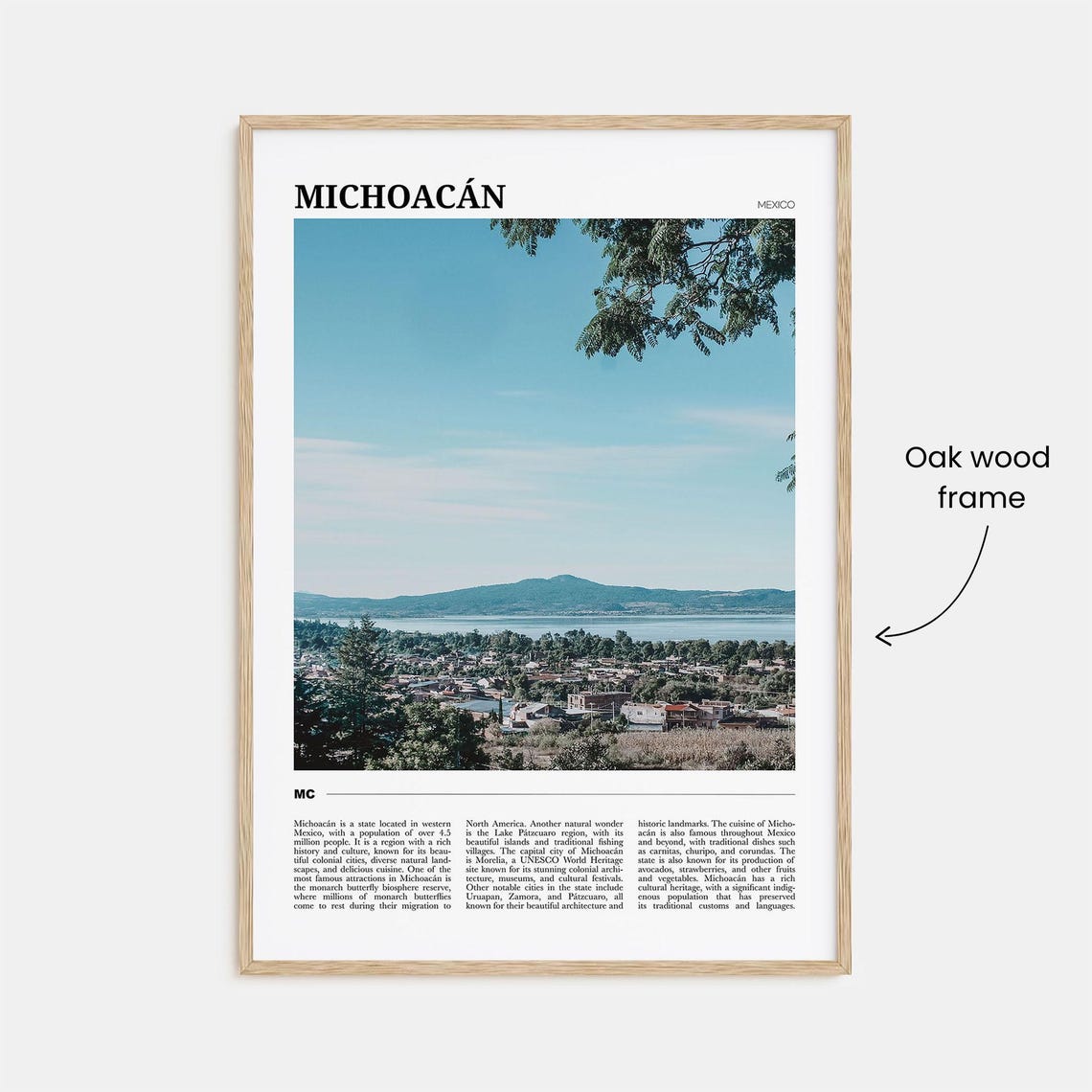Michoacan Mexico Lakeside Town Panorama Photo Text Travel Poster - Image 3