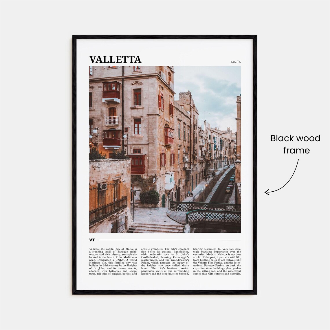 Valletta Malta Historic Street Photo Baroque Travel Poster Art - Image 2
