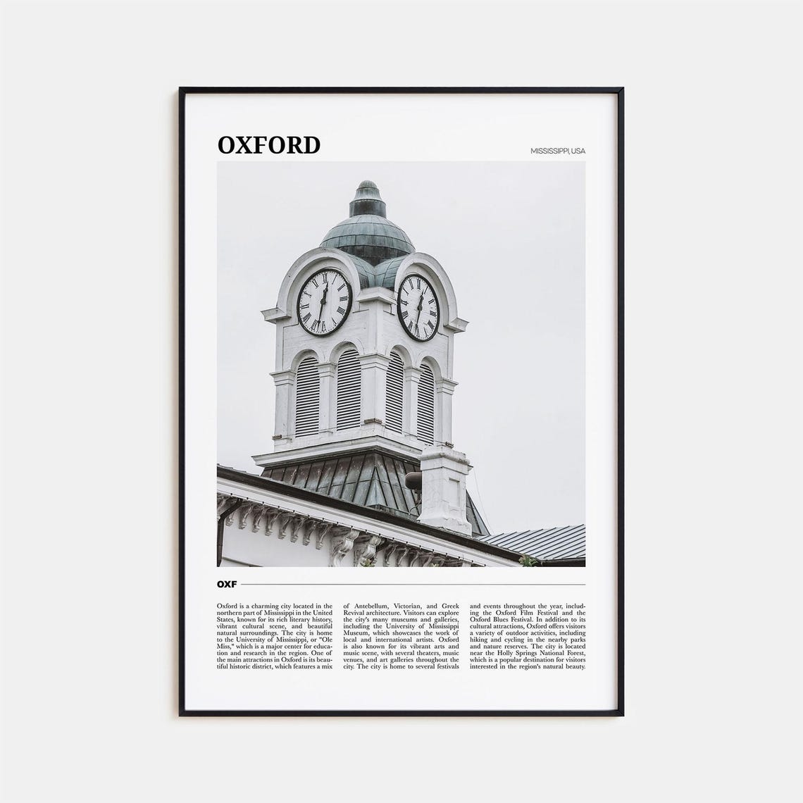Oxford Travel Poster Mississippi Oxford Wall Art Oxford Poster Print Oxford Photo Oxford Decor Mississippi Usa