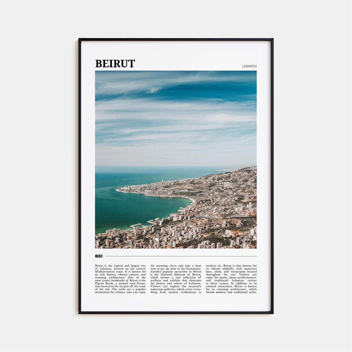 Beirut Travel Poster, Lebanon Wall Art Print