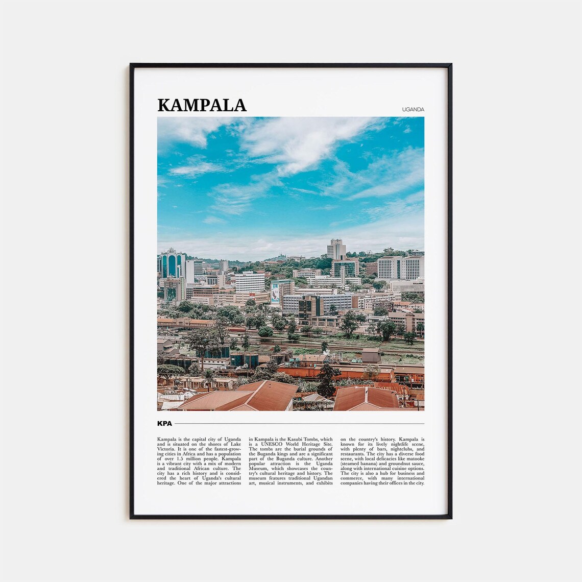 Kampala Travel Poster, Uganda City Art Print