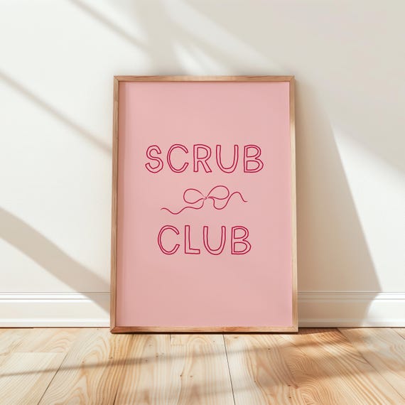 Pink Bathroom Wall Print Art Decor Dorm Girly Funny