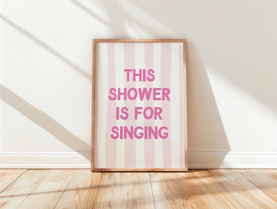 Preppy Bathroom Wall Print Art Pink Decor Dorm Girly Funny