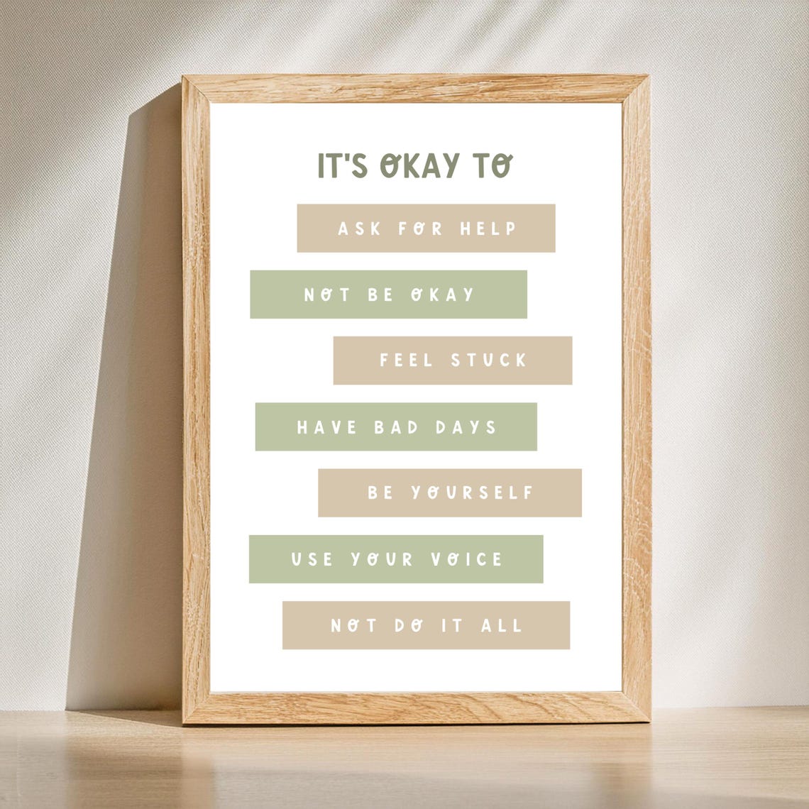 It's Okay to Ask for Help Therapy Affirmations Boho Quote Poster