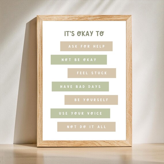 It's Okay to Ask for Help Therapy Affirmations Boho Quote Poster