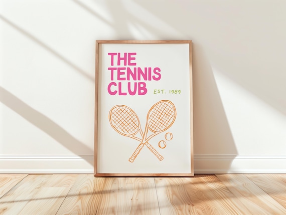 The Tennis Club Est 1989 Vintage Rackets Retro Sports Poster