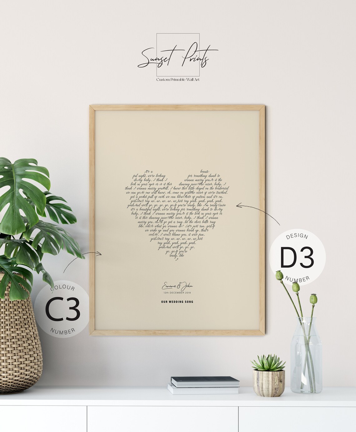 Custom Heart Shaped Song Lyrics Poster Personalized First Dance Wedding Date - Image 4