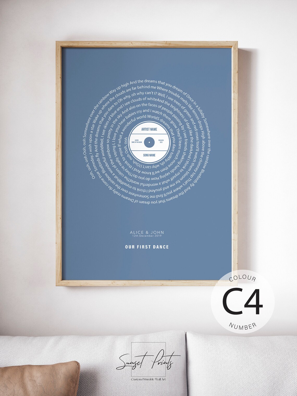 Custom Song Lyrics Vinyl Record Poster, Wedding Gift - Image 3