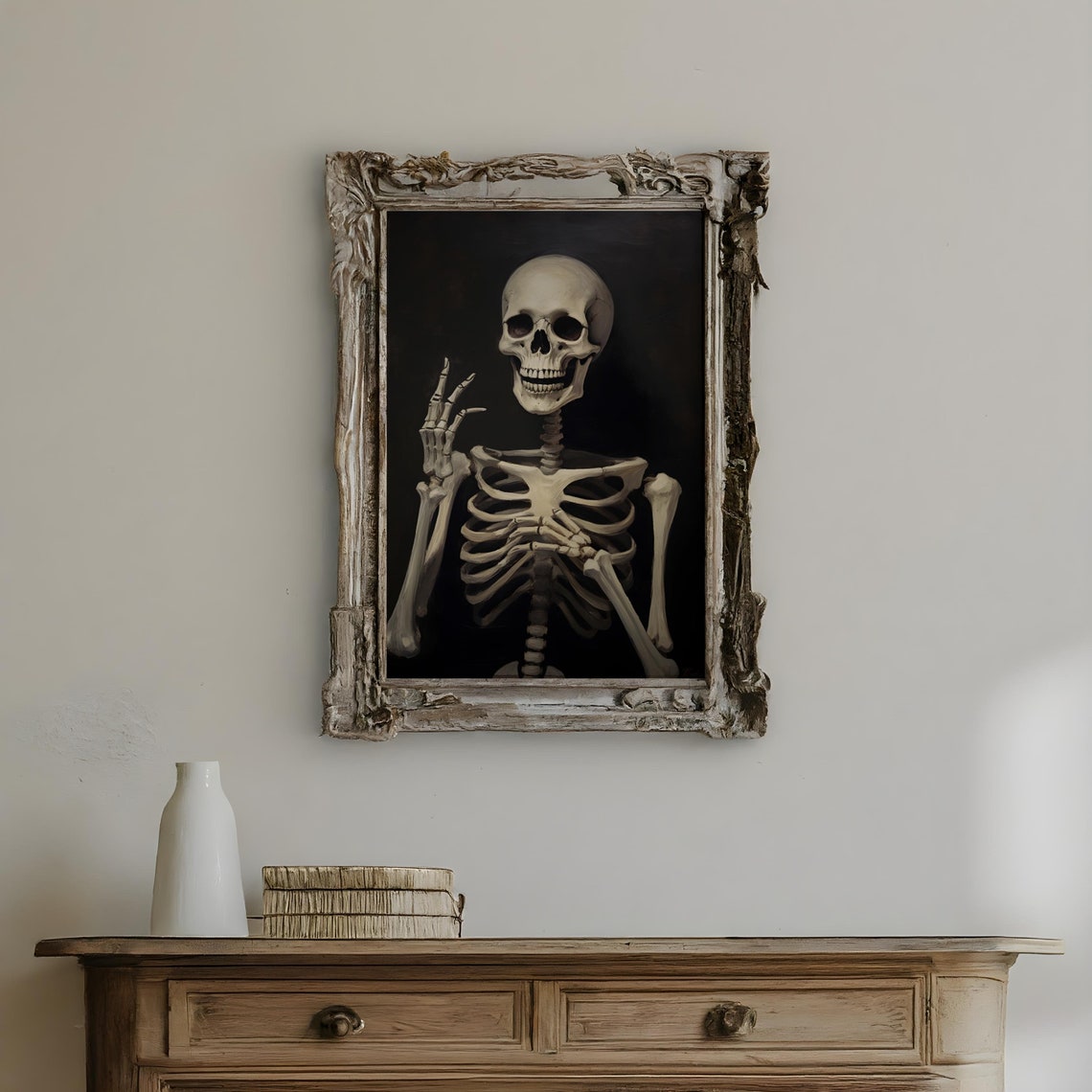 Skeleton Portrait Vintage Halloween Macabre Skull Dark Art Poster - Image 3