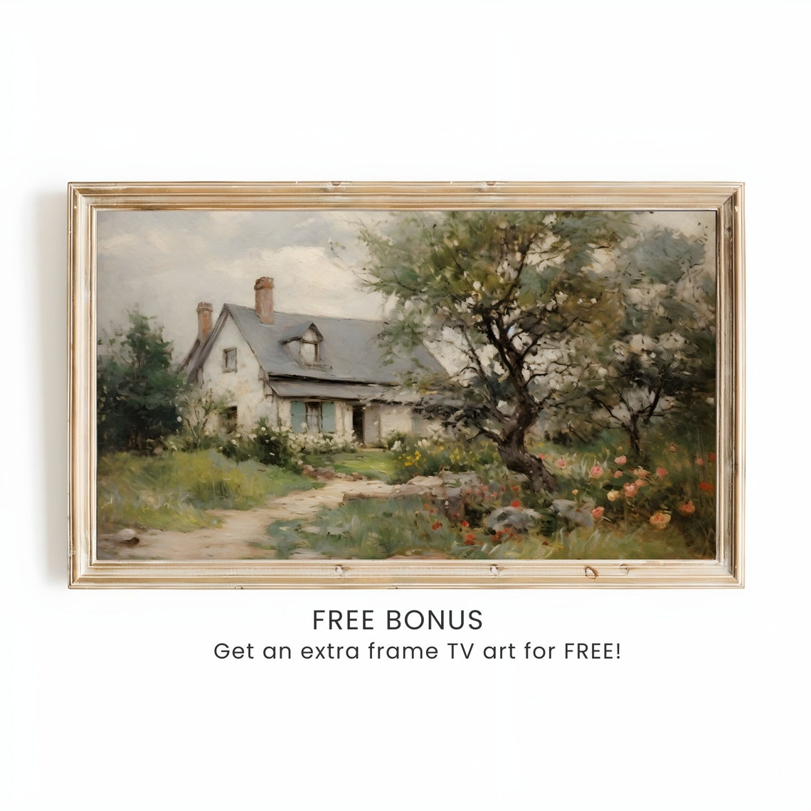 Charming Cottage With Flower Garden Vintage Country House Poster - Image 2