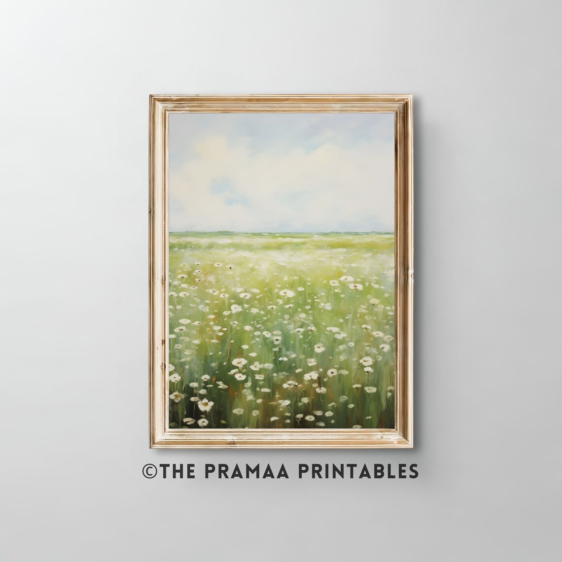 Wildflower Field Oil Painting Antique Spring Meadow Print Country Field Wall Art Vintage Poster Farmhouse Decor