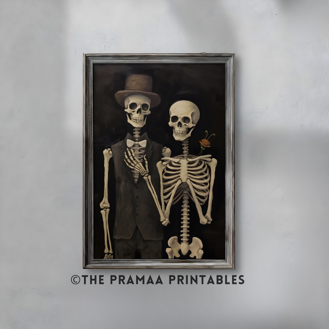 Romantic Skeleton Couple Vintage Gothic Portrait Halloween Poster