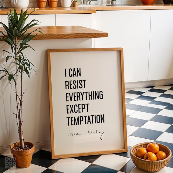 Oscar Wilde Temptation Quote Typography Kitchen Decor Art Poster
