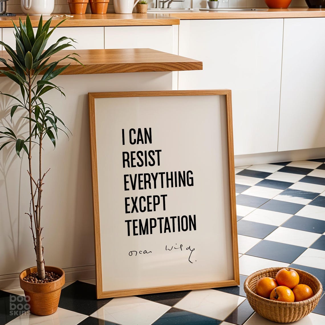 Oscar Wilde Temptation Quote Typography Kitchen Decor Art Poster
