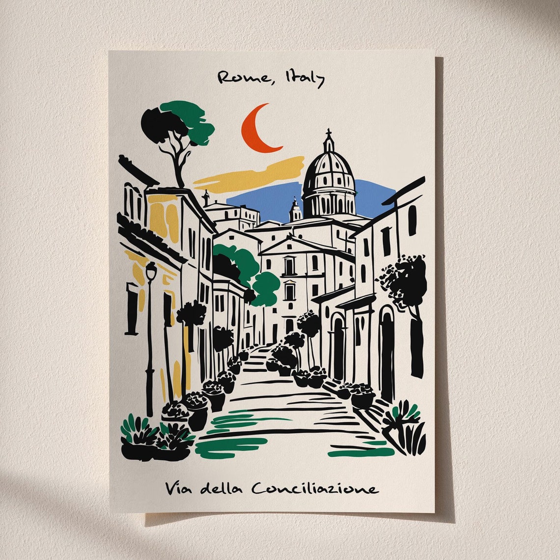 Rome Italy Via Della Conciliazione Street Scene Travel Poster - Image 4
