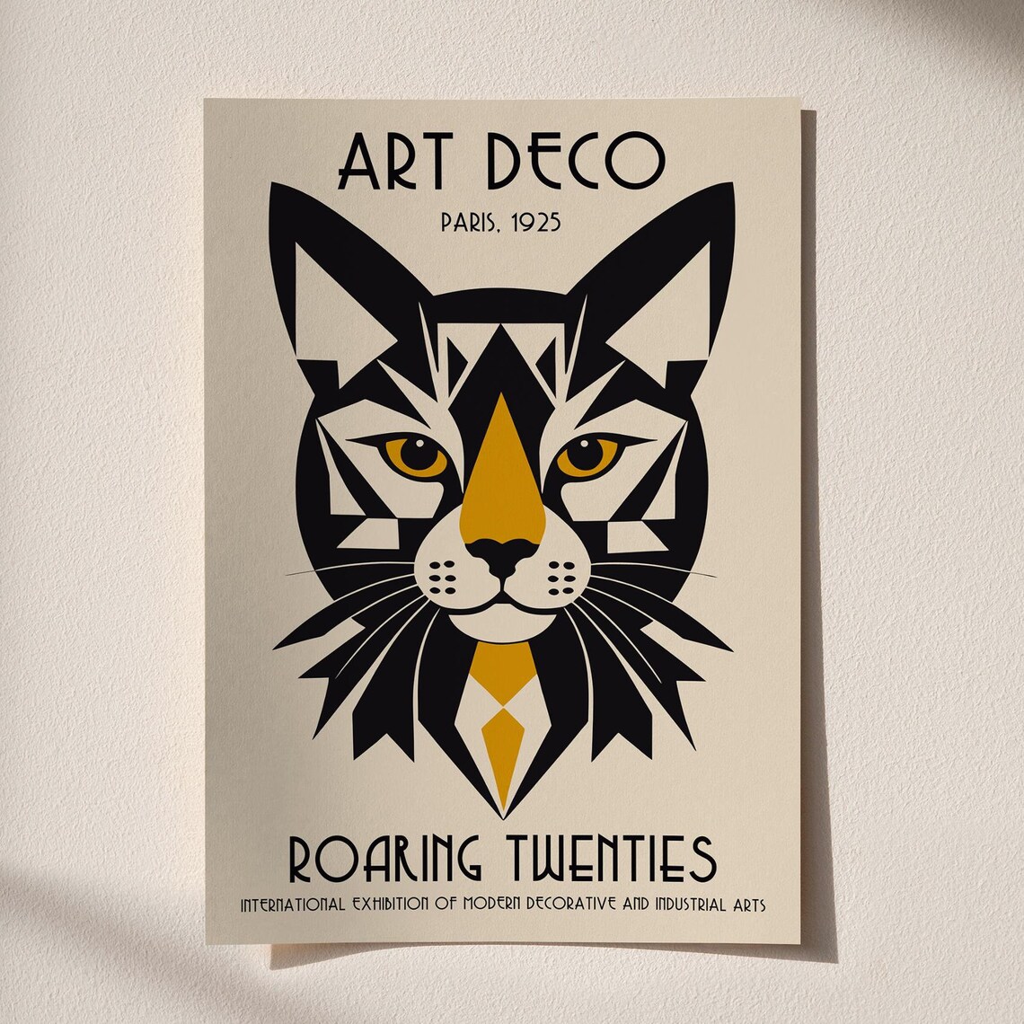 Glamorous Art Deco Paris 1925 Roaring Twenties Cat Face Poster - Image 6